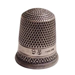 Antique Simons Bros Sterling Silver Thimble Size 9 Geometric Dot Band